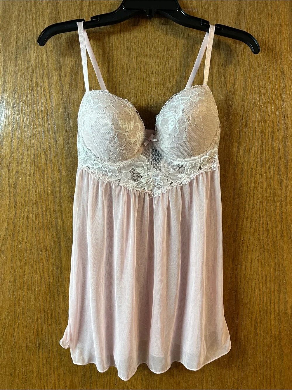 Pink Rachel Roy Medium Lace Push Up Babydoll Chemise Lingerie - Picture 3 of 12